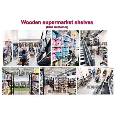 Drewniane półki supermarketów od klienta z USA